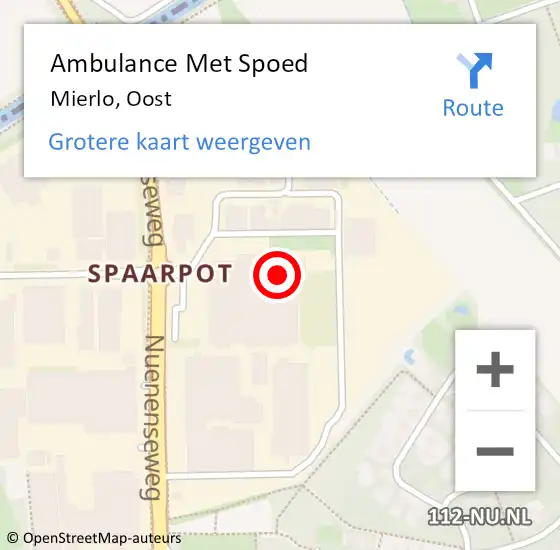 Locatie op kaart van de 112 melding: Ambulance Met Spoed Naar Mierlo, Oost op 29 januari 2016 02:39