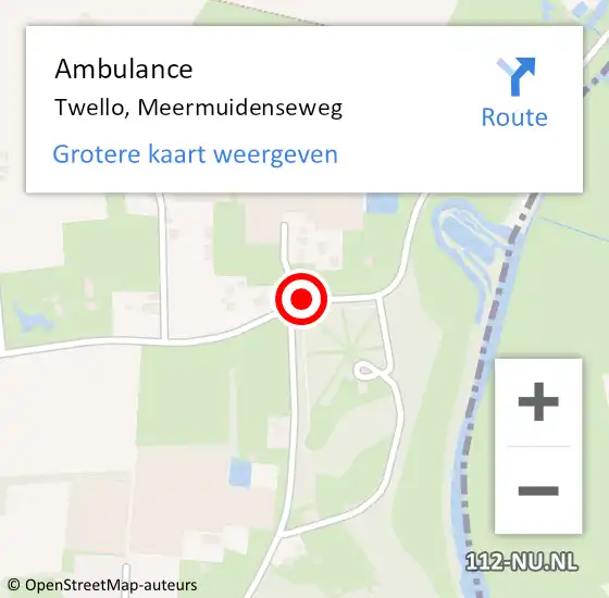 Locatie op kaart van de 112 melding: Ambulance Twello, Meermuidenseweg op 29 januari 2016 04:55