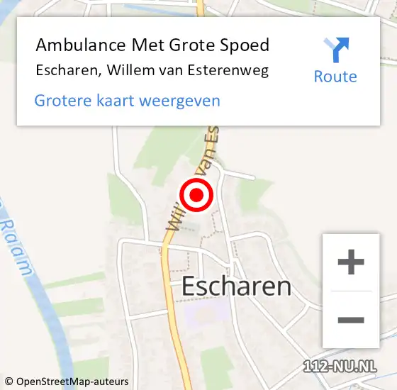 Locatie op kaart van de 112 melding: Ambulance Met Grote Spoed Naar Escharen, Willem van Esterenweg op 29 januari 2016 06:59