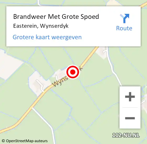 Locatie op kaart van de 112 melding: Brandweer Met Grote Spoed Naar Easterein, Wynserdyk op 29 januari 2016 07:36