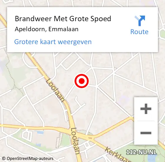 Locatie op kaart van de 112 melding: Brandweer Met Grote Spoed Naar Apeldoorn, Emmalaan op 29 januari 2016 09:22