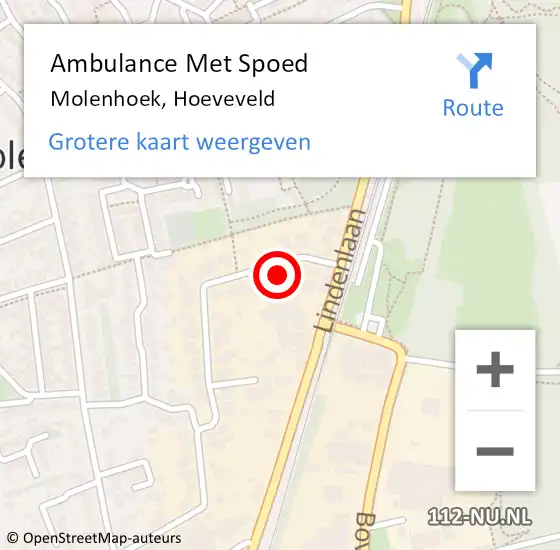 Locatie op kaart van de 112 melding: Ambulance Met Spoed Naar Molenhoek, Hoeveveld op 29 januari 2016 09:57