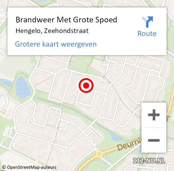 Locatie op kaart van de 112 melding: Brandweer Met Grote Spoed Naar Hengelo, Zeehondstraat op 29 januari 2016 11:27