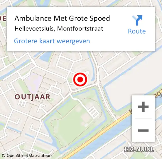 Locatie op kaart van de 112 melding: Ambulance Met Grote Spoed Naar Hellevoetsluis, Montfoortstraat op 29 januari 2016 12:33