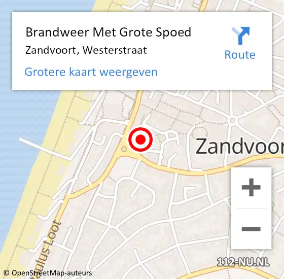 Locatie op kaart van de 112 melding: Brandweer Met Grote Spoed Naar Zandvoort, Westerstraat op 29 januari 2016 12:41