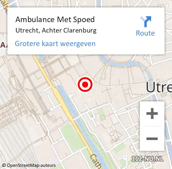 Locatie op kaart van de 112 melding: Ambulance Met Spoed Naar Utrecht, Achter Clarenburg op 29 januari 2016 13:07