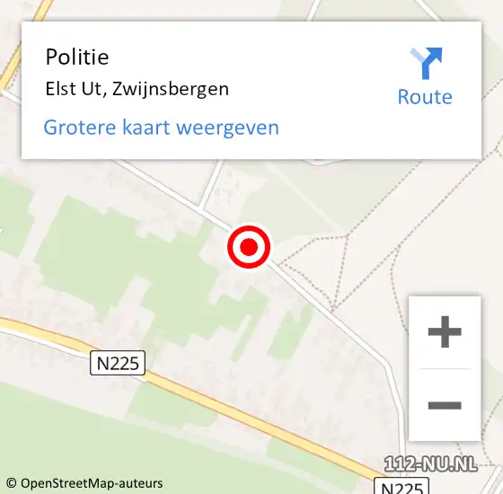 Locatie op kaart van de 112 melding: Politie Elst Ut, Zwijnsbergen op 29 januari 2016 13:50