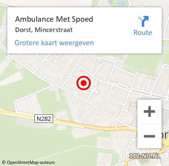 Locatie op kaart van de 112 melding: Ambulance Met Spoed Naar Dorst, Mincerstraat op 4 december 2013 18:20