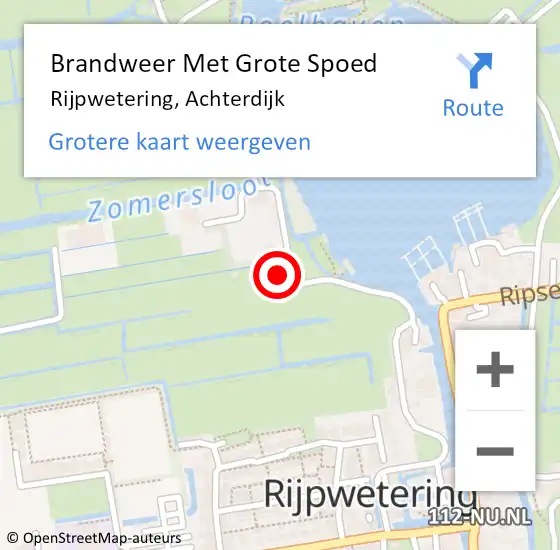 Locatie op kaart van de 112 melding: Brandweer Met Grote Spoed Naar Rijpwetering, Achterdijk op 29 januari 2016 15:20