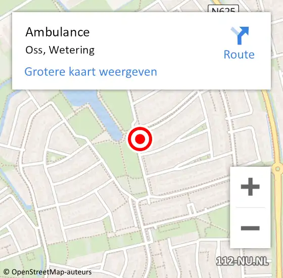 Locatie op kaart van de 112 melding: Ambulance Oss, Wetering op 4 december 2013 18:30