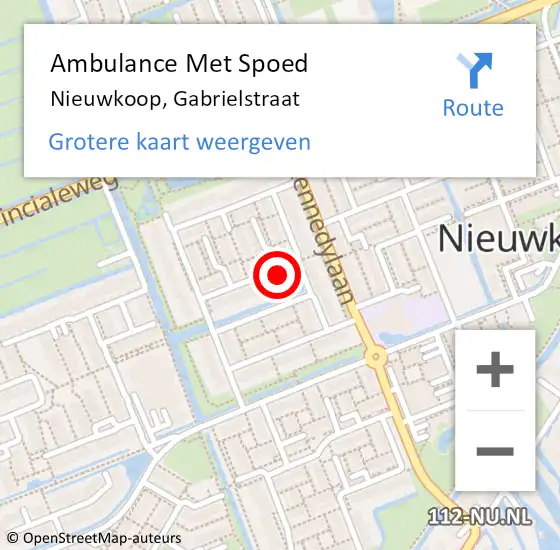 Locatie op kaart van de 112 melding: Ambulance Met Spoed Naar Nieuwkoop, Gabrielstraat op 29 januari 2016 16:18