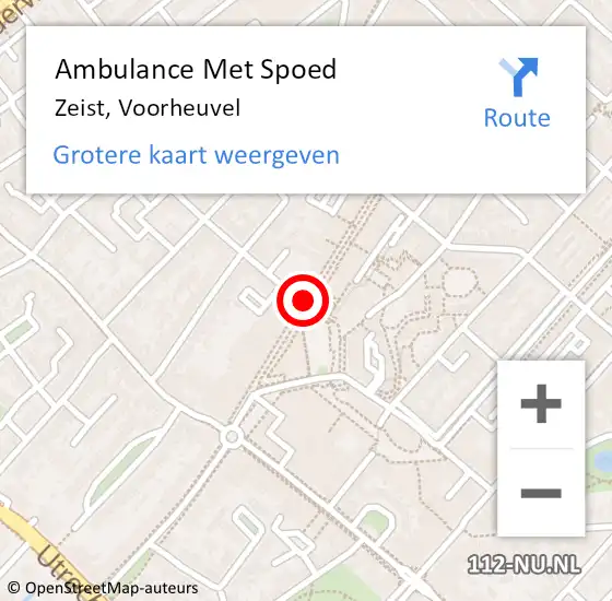 Locatie op kaart van de 112 melding: Ambulance Met Spoed Naar Zeist, Voorheuvel op 29 januari 2016 16:33