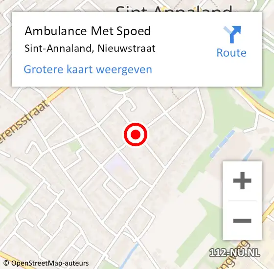 Locatie op kaart van de 112 melding: Ambulance Met Spoed Naar Sint-Annaland, Nieuwstraat op 29 januari 2016 17:08