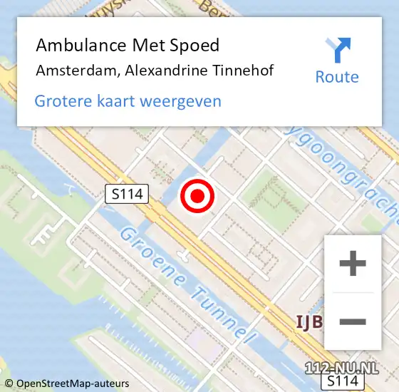 Locatie op kaart van de 112 melding: Ambulance Met Spoed Naar Amsterdam, Alexandrine Tinnehof op 29 januari 2016 17:41
