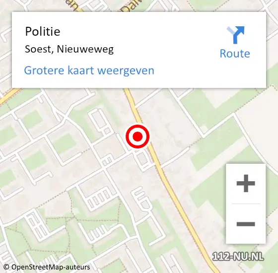 Locatie op kaart van de 112 melding: Politie Soest, Nieuweweg op 29 januari 2016 19:42