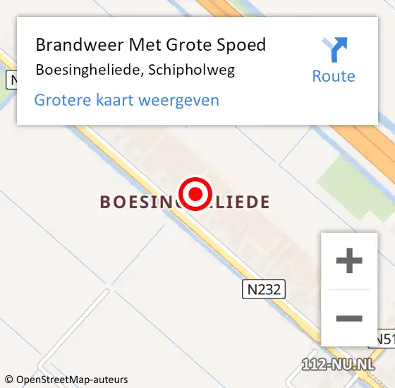 Locatie op kaart van de 112 melding: Brandweer Met Grote Spoed Naar Boesingheliede, Schipholweg op 29 januari 2016 20:00