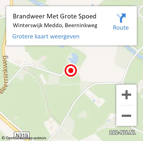 Locatie op kaart van de 112 melding: Brandweer Met Grote Spoed Naar Winterswijk Meddo, Beerninkweg op 29 januari 2016 20:10