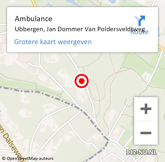 Locatie op kaart van de 112 melding: Ambulance Ubbergen, Jan Dommer Van Poldersveldtweg op 29 januari 2016 22:48