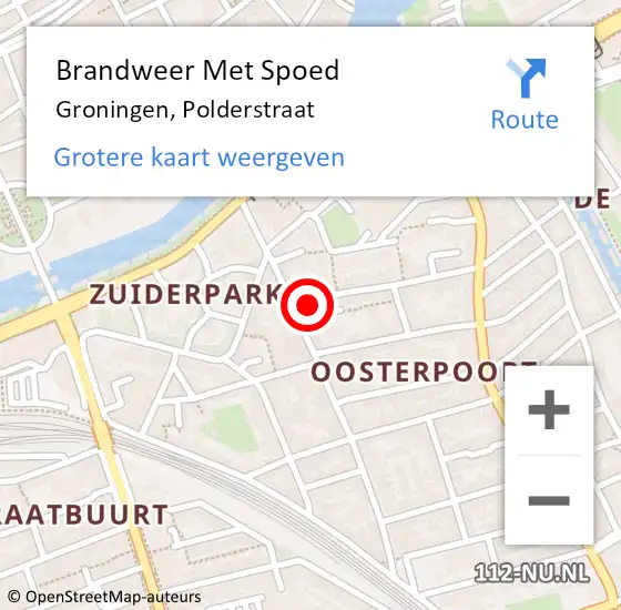 Locatie op kaart van de 112 melding: Brandweer Met Spoed Naar Groningen, Polderstraat op 29 januari 2016 22:56