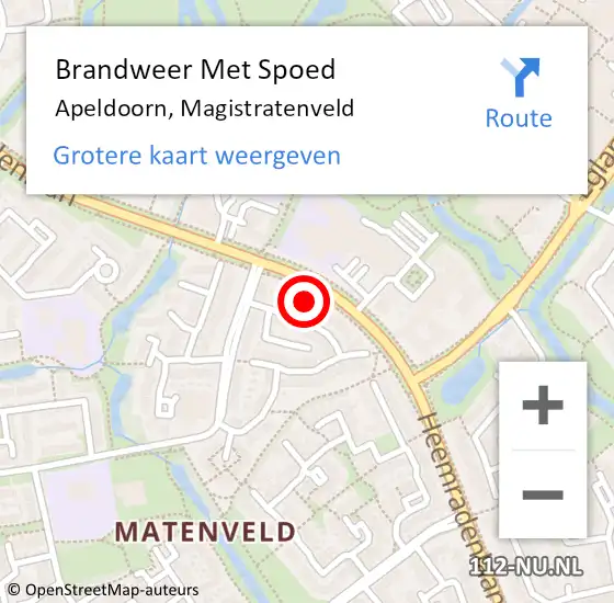 Locatie op kaart van de 112 melding: Brandweer Met Spoed Naar Apeldoorn, Magistratenveld op 30 januari 2016 00:11
