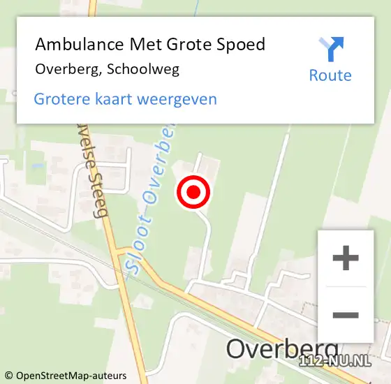 Locatie op kaart van de 112 melding: Ambulance Met Grote Spoed Naar Overberg, Schoolweg op 30 januari 2016 00:44