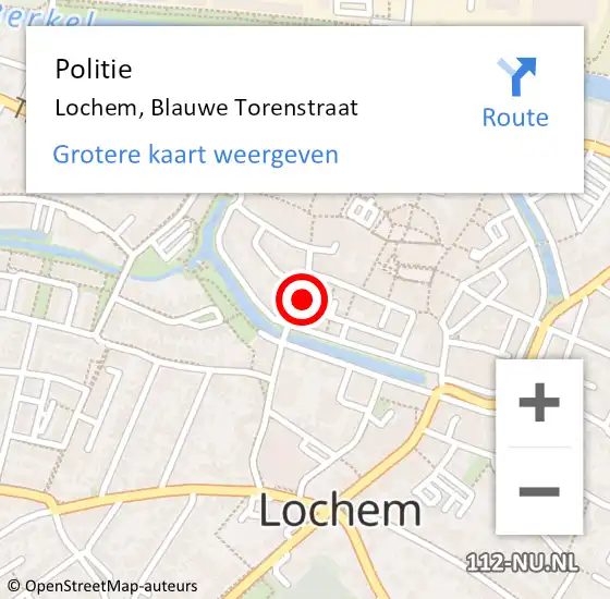 Locatie op kaart van de 112 melding: Politie Lochem, Blauwe Torenstraat op 30 januari 2016 00:53