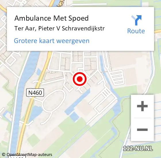 Locatie op kaart van de 112 melding: Ambulance Met Spoed Naar Ter Aar, Pieter V Schravendijkstr op 30 januari 2016 00:56