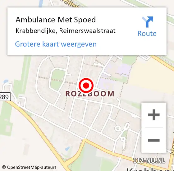 Locatie op kaart van de 112 melding: Ambulance Met Spoed Naar Krabbendijke, Reimerswaalstraat op 30 januari 2016 02:23