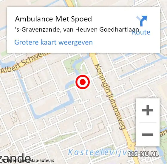 Locatie op kaart van de 112 melding: Ambulance Met Spoed Naar 's-Gravenzande, van Heuven Goedhartlaan op 30 januari 2016 03:13