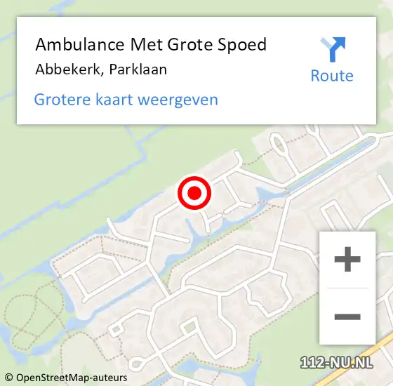 Locatie op kaart van de 112 melding: Ambulance Met Grote Spoed Naar Abbekerk, Parklaan op 30 januari 2016 04:36