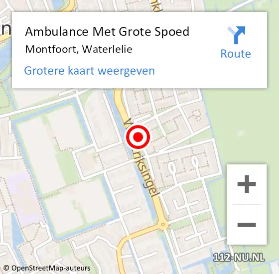 Locatie op kaart van de 112 melding: Ambulance Met Grote Spoed Naar Montfoort, Waterlelie op 30 januari 2016 08:32