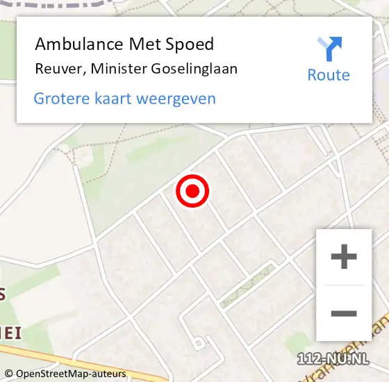 Locatie op kaart van de 112 melding: Ambulance Met Spoed Naar Reuver, Minister Goselinglaan op 30 januari 2016 09:01