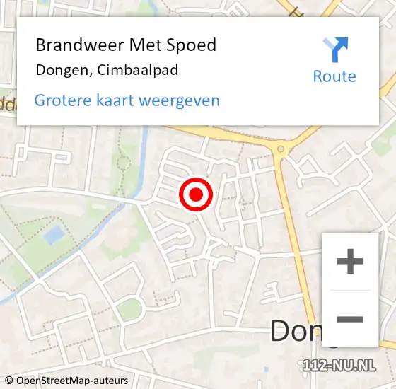 Locatie op kaart van de 112 melding: Brandweer Met Spoed Naar Dongen, Cimbaalpad op 30 januari 2016 09:11