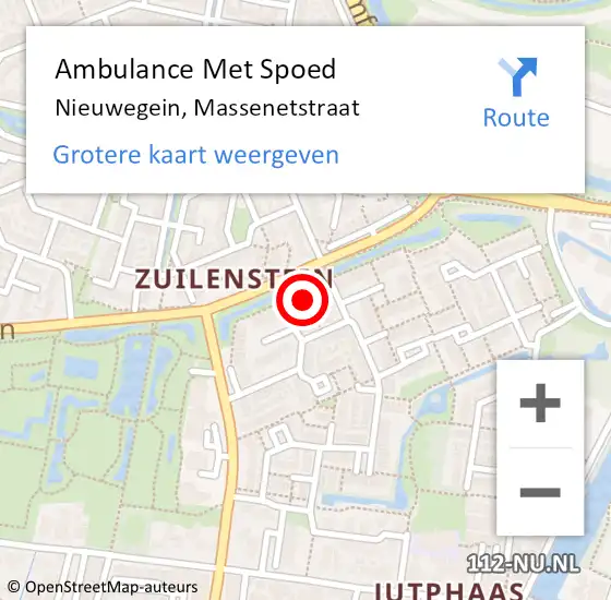 Locatie op kaart van de 112 melding: Ambulance Met Spoed Naar Nieuwegein, Massenetstraat op 30 januari 2016 09:14