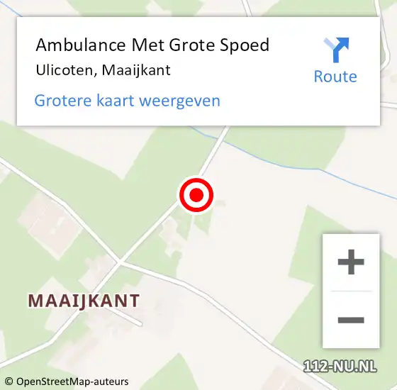 Locatie op kaart van de 112 melding: Ambulance Met Grote Spoed Naar Ulicoten, Maaijkant op 30 januari 2016 09:27