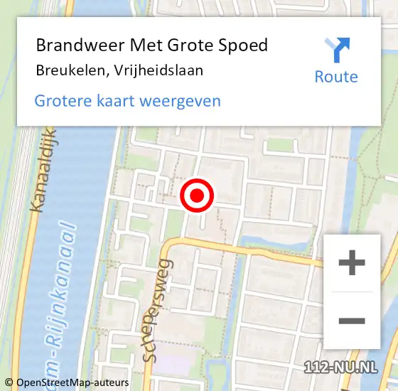 Locatie op kaart van de 112 melding: Brandweer Met Grote Spoed Naar Breukelen, Vrijheidslaan op 30 januari 2016 10:38