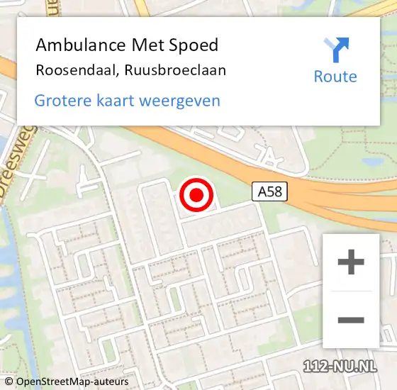 Locatie op kaart van de 112 melding: Ambulance Met Spoed Naar Roosendaal, Ruusbroeclaan op 30 januari 2016 11:02