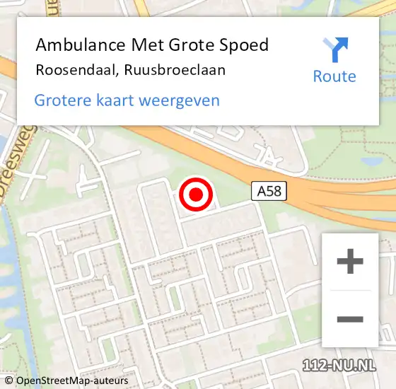 Locatie op kaart van de 112 melding: Ambulance Met Grote Spoed Naar Roosendaal, Ruusbroeclaan op 30 januari 2016 11:17