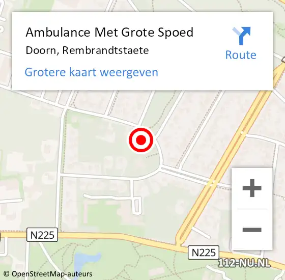 Locatie op kaart van de 112 melding: Ambulance Met Grote Spoed Naar Doorn, Rembrandtstaete op 30 januari 2016 11:25