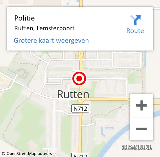 Locatie op kaart van de 112 melding: Politie Rutten, Lemsterpoort op 4 december 2013 20:17