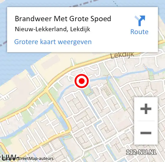 Locatie op kaart van de 112 melding: Brandweer Met Grote Spoed Naar Nieuw-Lekkerland, Lekdijk op 30 januari 2016 14:04