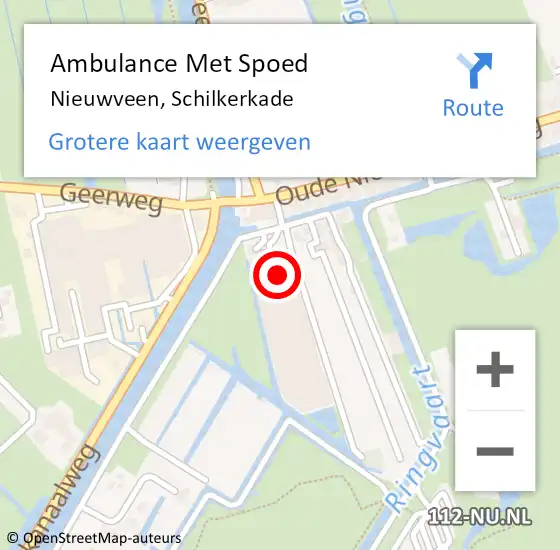 Locatie op kaart van de 112 melding: Ambulance Met Spoed Naar Nieuwveen, Schilkerkade op 30 januari 2016 14:05