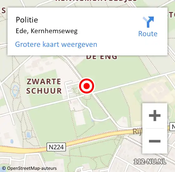 Locatie op kaart van de 112 melding: Politie Ede, Kernhemseweg op 30 januari 2016 14:17