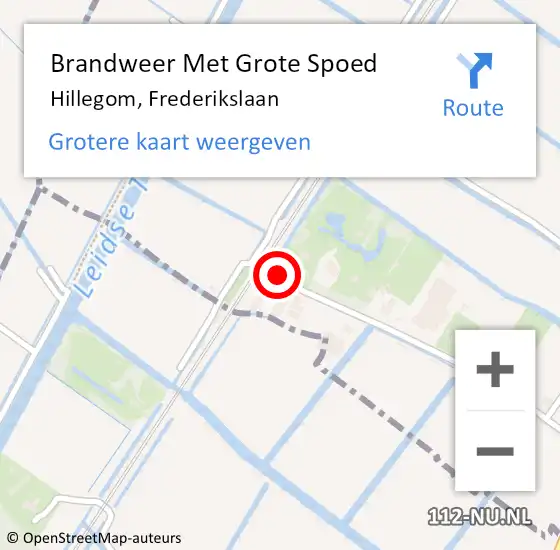 Locatie op kaart van de 112 melding: Brandweer Met Grote Spoed Naar Hillegom, Frederikslaan op 30 januari 2016 14:26