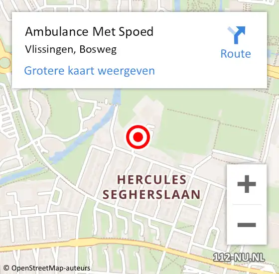 Locatie op kaart van de 112 melding: Ambulance Met Spoed Naar Vlissingen, Bosweg op 30 januari 2016 14:26