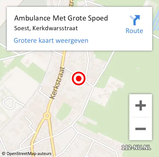 Locatie op kaart van de 112 melding: Ambulance Met Grote Spoed Naar Soest, Kerkdwarsstraat op 30 januari 2016 15:04