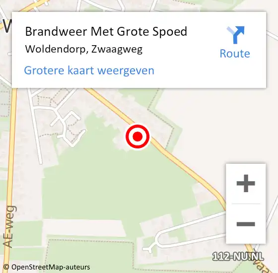 Locatie op kaart van de 112 melding: Brandweer Met Grote Spoed Naar Woldendorp, Zwaagweg op 30 januari 2016 16:01