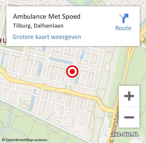 Locatie op kaart van de 112 melding: Ambulance Met Spoed Naar Tilburg, Dalfsenlaan op 30 januari 2016 16:29