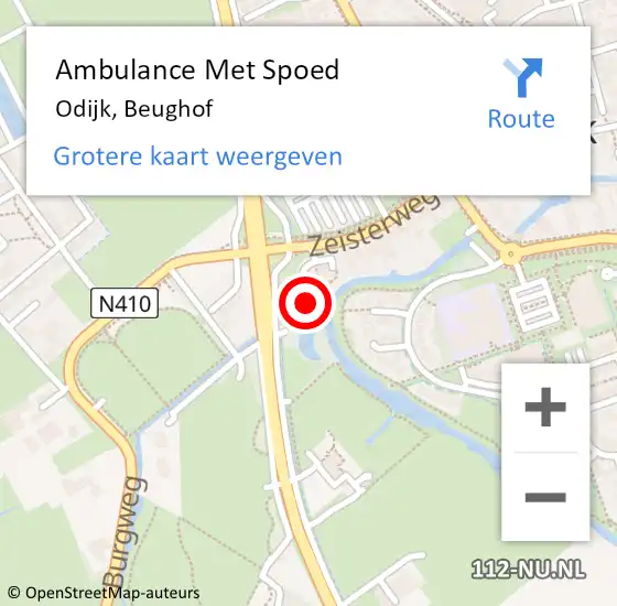 Locatie op kaart van de 112 melding: Ambulance Met Spoed Naar Odijk, Beughof op 30 januari 2016 17:07