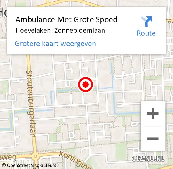 Locatie op kaart van de 112 melding: Ambulance Met Grote Spoed Naar Hoevelaken, Zonnebloemlaan op 30 januari 2016 17:11